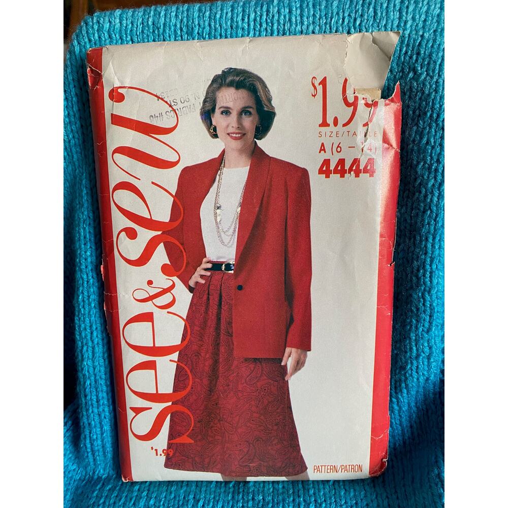Butterick 4444 pattern Womens suit Blazer midi skirt top sz 6-14